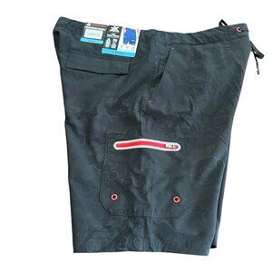 ZeroXposur Swim Trunks Men's Large Black NWT Shorts Stretch Fabric UPF 50+